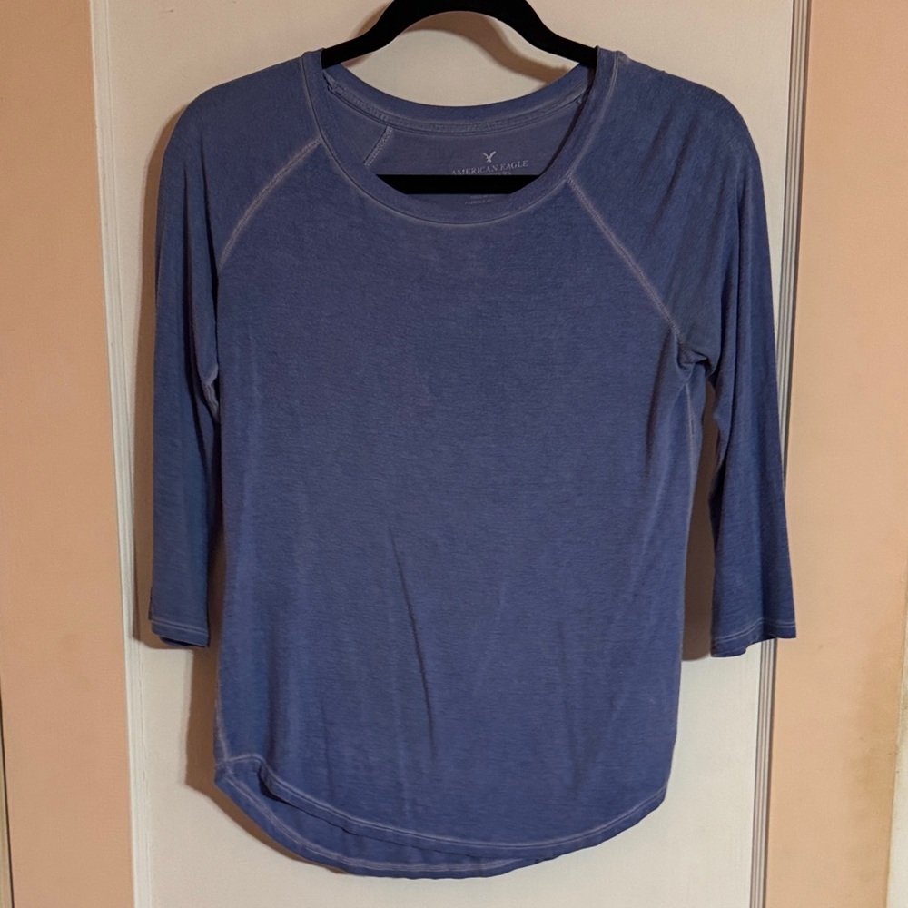 American Eagle Outfitters Cornflower Blue 3/4 Sleeve Top